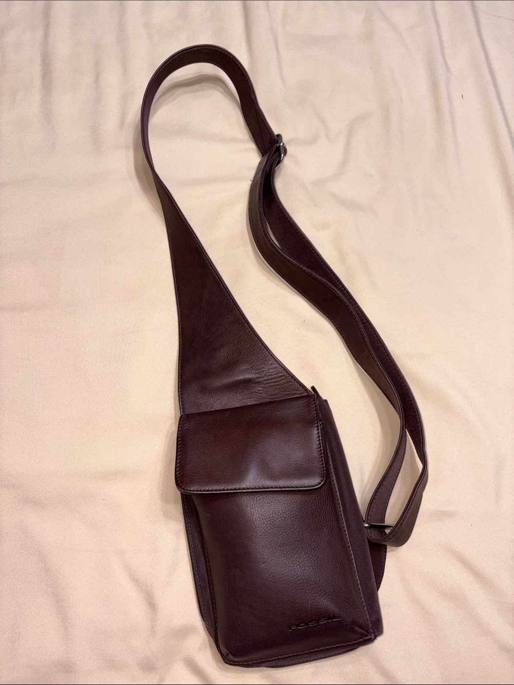 Fossil Dark Brown Leather Sling Bag